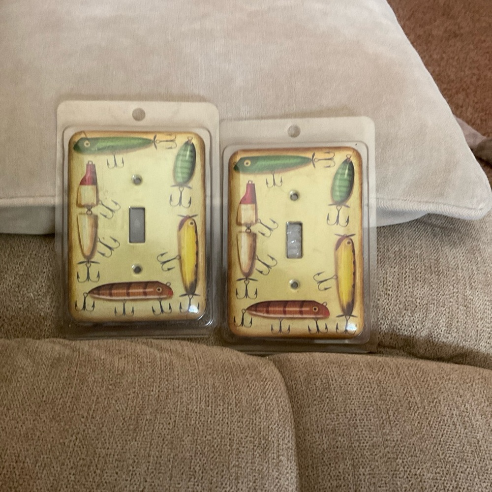 Single Switch Light Covers, Set of 2, fishing theme Great for cabins man caves